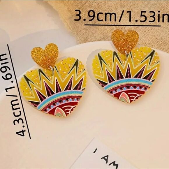 BOHOHEMIN HEART fun whimsical kawaii fun whimsical novelty earr… - Picture 2 of 6